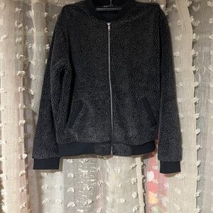 Brandy Melville Black Fleece Bomber Jacket